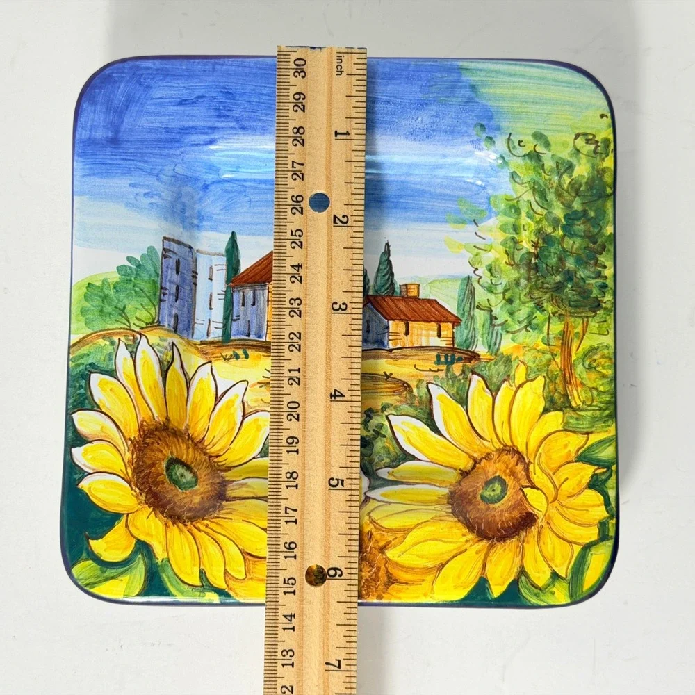 Bettini Germano Deruta Italy Hand Painted Majolica Sunflower Tuscan Plate 6.25